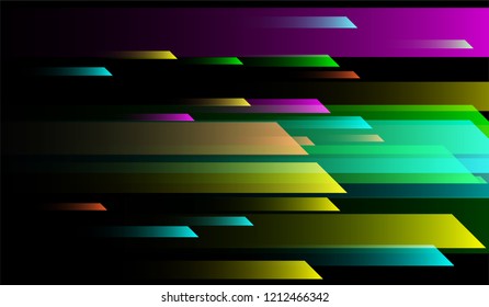 Minimal Tech Background. Gradient Shapes on Black Background. Colorful Dynamic Design for Print, Brochure, Placard.