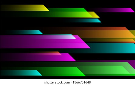 Minimal Tech Background. Gradient Shapes on Black Background. Bright Trendy Design for Wallpaper, Banner, Placard.