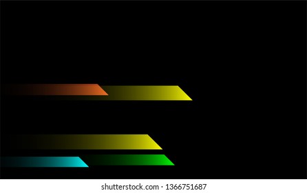 Minimal Tech Background. Gradient Shapes on Black Background. Bright Dynamic Design for Print, Brochure, Placard.