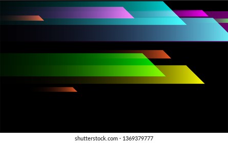 Minimal Tech Background. Gradient Shapes on Black Background. Bright Trendy Design for Print, Cover, Poster.