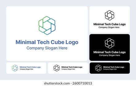 Minimal Tech Cube Logo - Corporate Logo