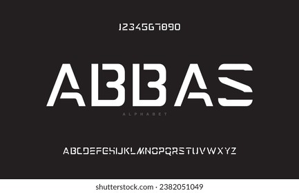 Conjunto mínimo de letras de letra tecnológicas. Tipo vectorial de lujo para compañía. Diseño del logotipo de tipos de letra para juegos modernos.