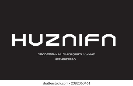 Conjunto mínimo de letras de letra tecnológicas. Tipo vectorial de lujo para compañía. Diseño del logotipo de tipos de letra para juegos modernos.