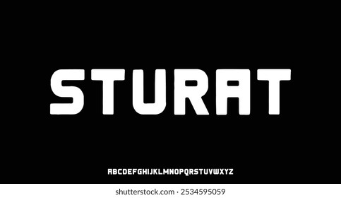 Conjunto mínimo de letras de fonte técnica. Tipo de vetor de luxo para a empresa. Design moderno do logotipo das fontes de jogos.
