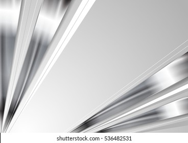 Minimal tech metallic abstract digital background. Silver metal stripes on grey backdrop