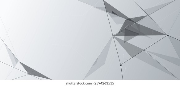 Minimal technology banners, tech polygon and line black with grey background , presentations business