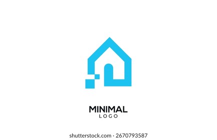 Minimal technology house logo, digital house icon	
