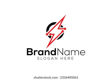 Minimal Technology thunder logo design vector template