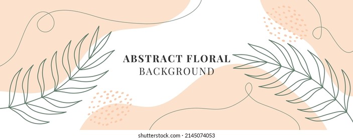 Minimal template banner with floral element. design with pastel color. 