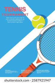 minimal tennis tournament poster design tennis flyer abstract design with tennis racket and tennis ball