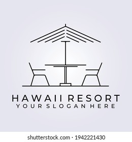 minimal terrace cafe restaurant , coffee shop logo icon sign symbol vector illustration design hawaii resort