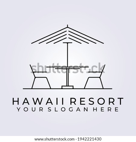 minimal terrace cafe restaurant , coffee shop logo icon sign symbol vector illustration design hawaii resort