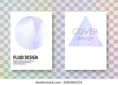 Minimal Texture. Purple Rainbow Flyer. Digital Vector. Business White Template. Minimalist Pattern. Plastic Design. Iridescent Background. Blue Minimal Texture