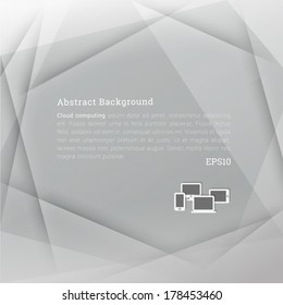 Minimal textured abstract geometric background illustration with cloud computing icon set for web page banner, layout, infographic - dark grey version