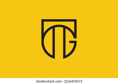 Minimal TG logo. Icon of a GT letter on a luxury background. Logo idea based on the TG monogram initials. Professional variety letter symbol and GT logo on background.