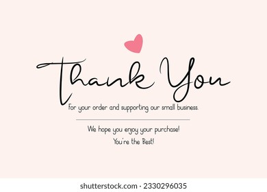 Minimal Thank You For Your Order Card.