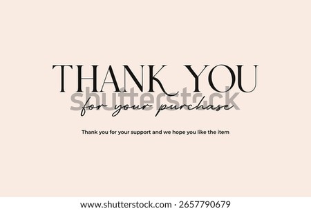 Minimal thank you for your purchase note card.