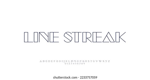 Letra mínima del alfabeto de línea delgada Font. Fuentes urbanas modernas mínimas para logotipo, marca, etc. Ilustración vectorial de tipografía