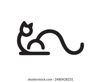 Minimal thin line cat logo vector template. Outline cat icon symbol vector