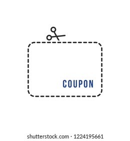 minimal thin line coupon with scissors. linear flat trend separation fee logo element graphic art design isolated on white background. concept of free promotion label for loyalty program or closeout