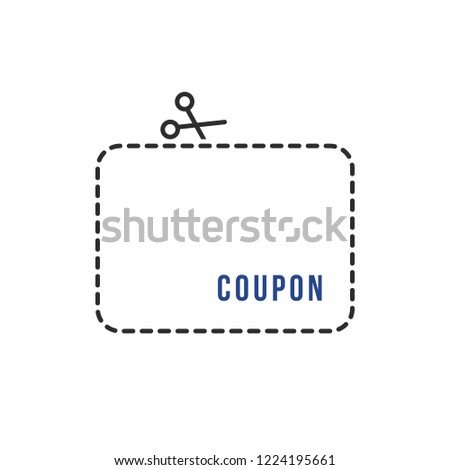minimal thin line coupon with scissors. linear flat trend separation fee logo element graphic art design isolated on white background. concept of free promotion label for loyalty program or closeout