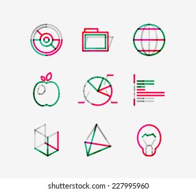 Minimal thin line design web icon set, universal logotypes