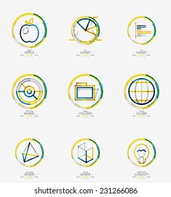 Minimal thin line design web icon set, universal logotypes