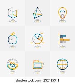 Minimal thin line design web icon set, universal logotypes
