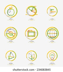 Minimal thin line design web icon set, universal logotypes