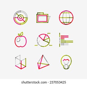 Minimal thin line design web icon set, universal logotypes