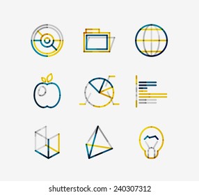 Minimal thin line design web icon set, universal logotypes