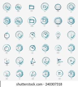 Minimal thin line design web icon set, universal logotypes, stampls and labels