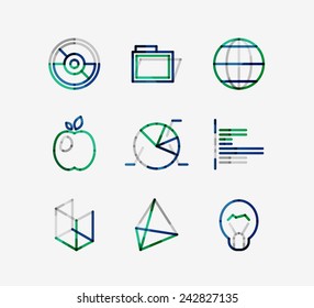 Minimal thin line design web icon set, universal logotypes