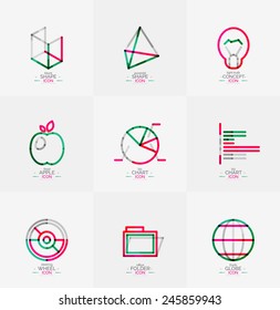 Minimal thin line design web icon set, universal logotypes