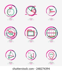 Minimal thin line design web icon set, universal logotypes