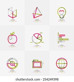 Minimal thin line design web icon set, universal logotypes