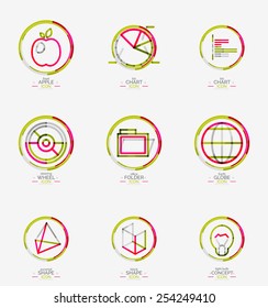 Minimal thin line design web icon set, universal logotypes
