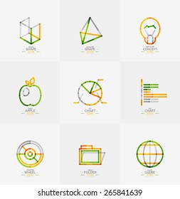 Minimal thin line design web icon set, universal logotypes