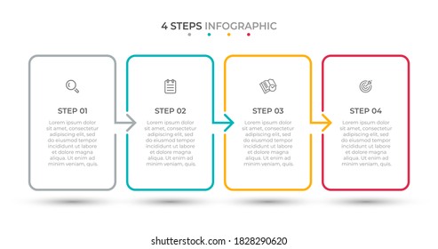 Minimal thin line infographic template 4 options or steps. Timeline infographic design with icon and numbers.