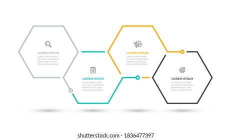 Minimal thin line infographic template 4 options or steps. Vector illustration.