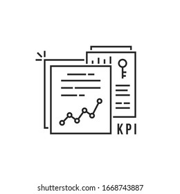 Minimal Thin Line Kpi Icon Like Scorecard. Lineart Trend Modern Stroke Logotype Graphic Art Design Infographic Element Isolated On White Background. Concept Of Improved Sales Figures And Monitoring