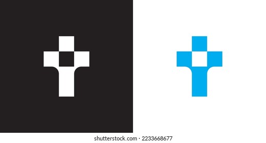 Minimal TI logo. Icon of a IT letter on a luxury background. Logo idea based on the TI monogram initials. Professional variety letter symbol and IT logo on black and blue background.