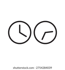 Minimal time zone line icon featuring two clocks representing global time differences, scheduling and international time management. - Powered by Shutterstock - Get 15% off with code: PIKWIZARD15