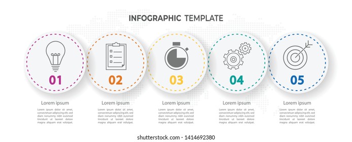 Minimal timeline circle infographic  template 5 options or steps.