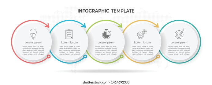 Minimal timeline circle infographic  template 5 options or steps.