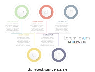 Minimal timeline circle infographic template five options or steps.