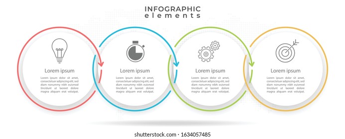 Minimal timeline circle infographic  template 4 options or steps.