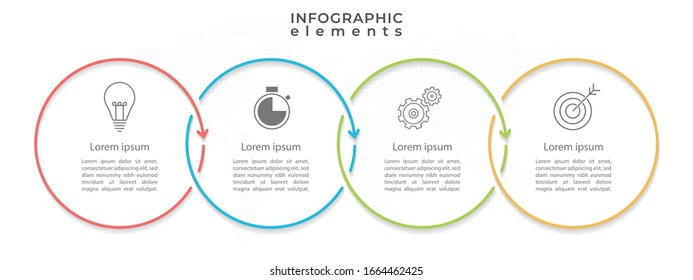 Minimal timeline circle infographic  template 4 options or steps.