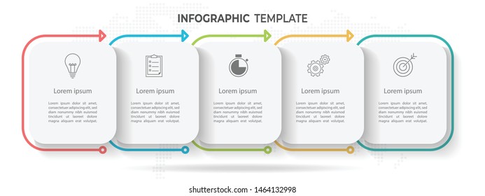 Minimal timeline infographic template 5 options or steps.