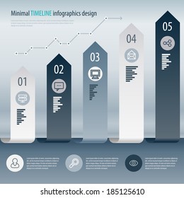 Minimal timeline infographics design. Vector can be used for workflow layout, diagram, number options, web design.